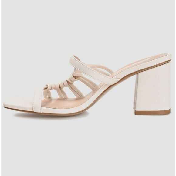 New Emory Journee Collection sleek slip-on style soft vegan leather ivory heel 7 - Picture 5 of 9